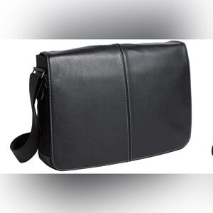 BOCONI NASHVILLE Tyler Messenger Bag RFID Leather Nylon Strap Luggage Pocket